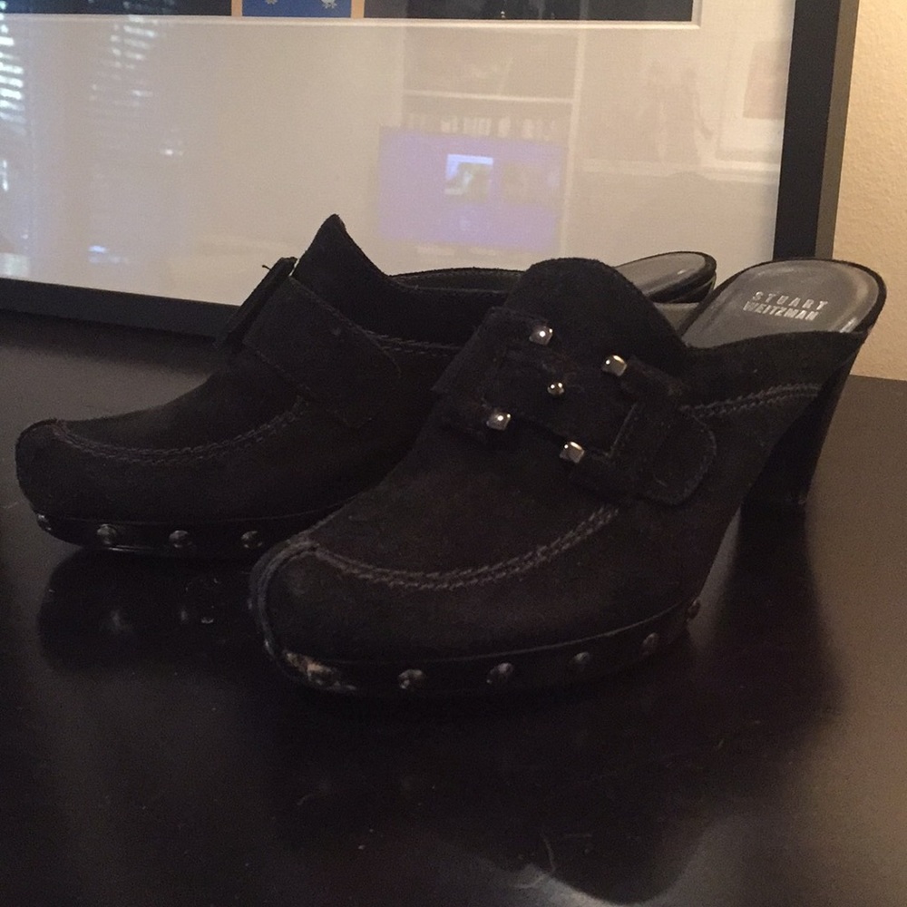 Stuart Weitzman black suede clog/mules 7 1/2
